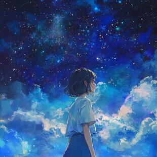 星辰大海女孩背影