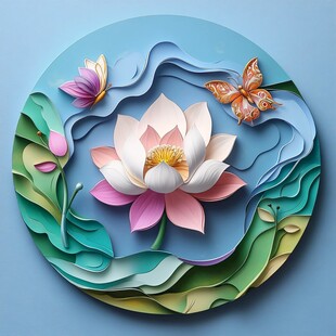 3d立体花卉荷花