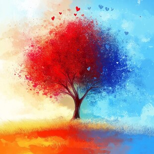 爱心树装饰画