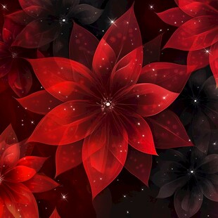 红色星光花朵背景