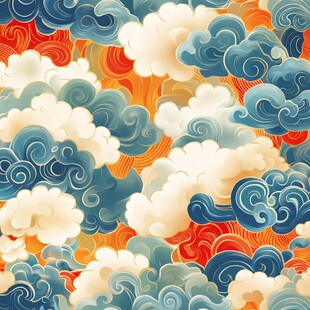 飞云吉云流云云海图案
