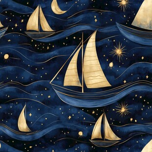 海洋船提花印花