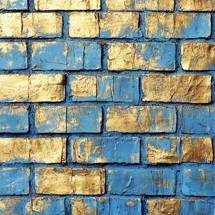 蓝黄墙砖