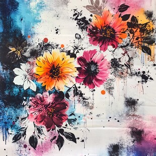 抽象花卉水彩画