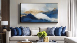 客厅挂画蓝色渐变