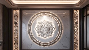 浮雕贴金工艺墙设计