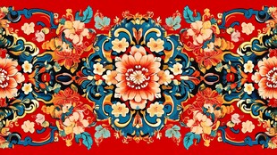 彩色民族风花草花卉