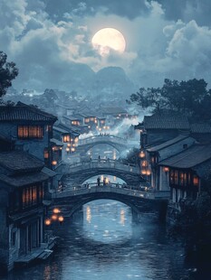 江南古镇唯美夜景