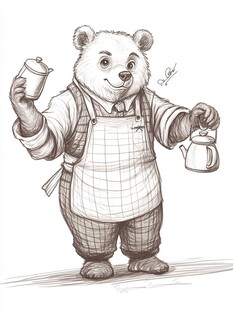 卡通霸气小熊厨师