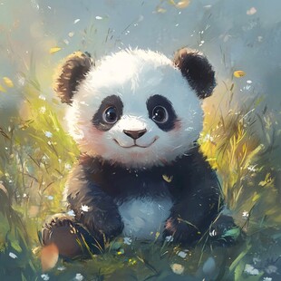 写实熊猫插画