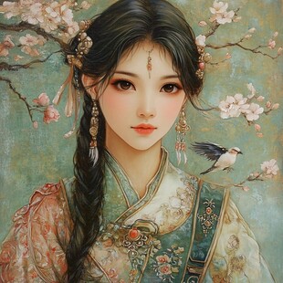 古风美女头像插画封面