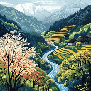 山村插画