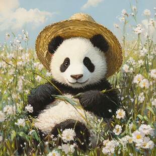 写实熊猫插画