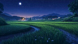 郊外田园傍晚夜景