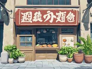 腌卤店插画