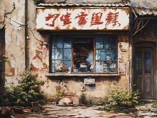 怀旧杂货铺壁画
