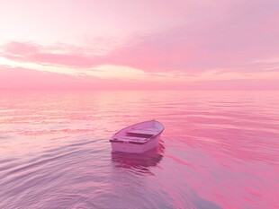 漂浮的粉红色海景