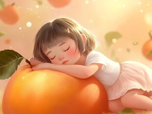 水蜜桃女孩包装插画