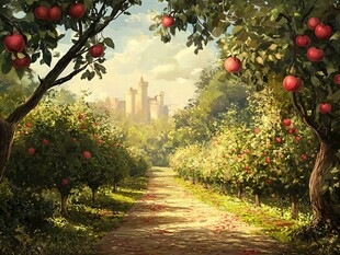 苹果园插画