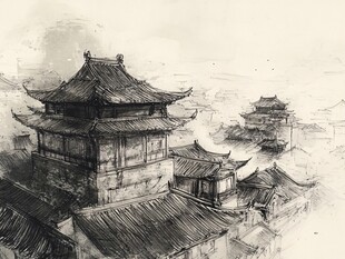 古风装饰画艺术城市