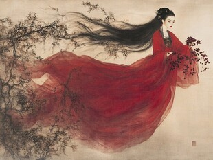 红衣少女设计古风