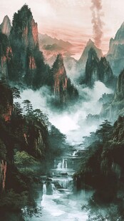 山水云雾风景画