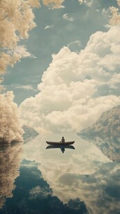 壁纸河流湖水倒影树舟