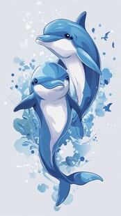 手绘海豚形象