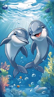 手绘海豚形象