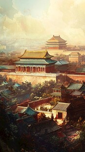 古风插画皇宫楼阁插画