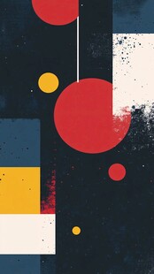 几何色块水墨线条