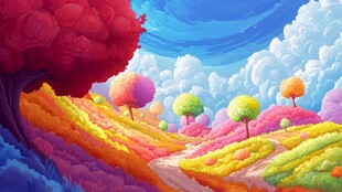 彩虹糖包装插画