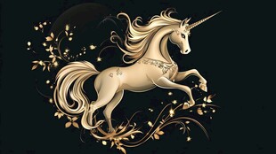 金色独角兽插画