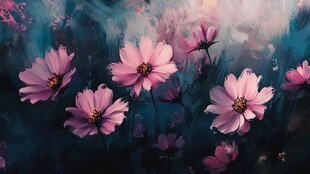 光影花卉格桑花开