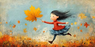 秋游的好小女孩插画