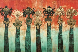 欧式花彩色木板