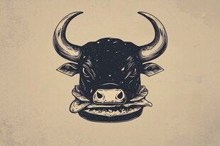 摇滚牛插画