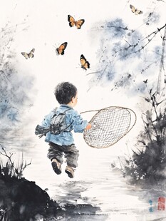 捕蝶小孩