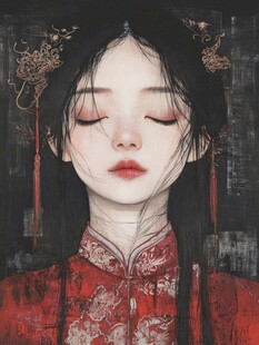 红衣少女设计古风