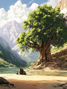 大树下休息场景