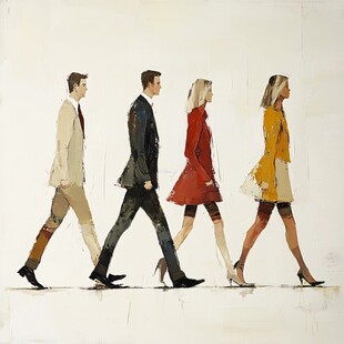 都市人群无框画