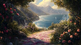 唯美蔷薇花小路