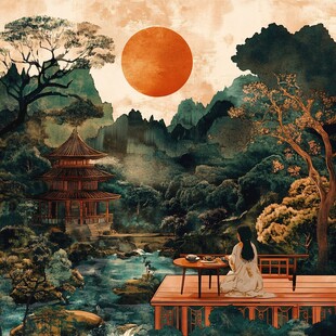 新中式楼阁皇宫山水