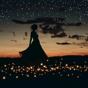 夜晚美女剪影