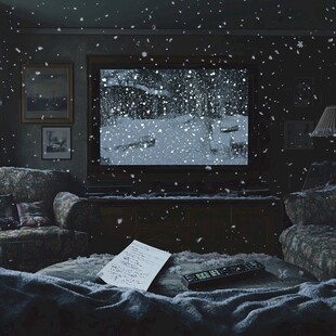 手绘在雪夜跳舞无框画