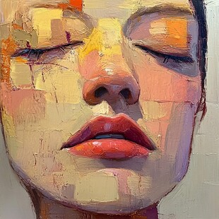 人脸色块拼接装饰画