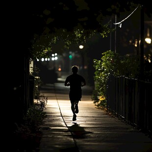 夜晚跑步的人