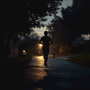 夜晚跑步的人