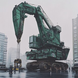 钢铁城市雨天的城市