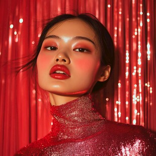玫瑰红玫瑰色妆容